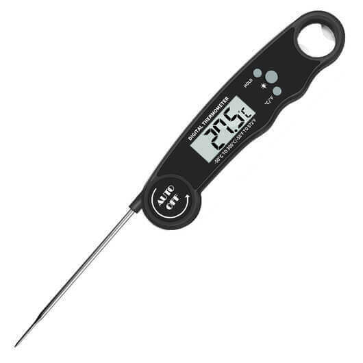 Waterproof Digital Meat Thermometer with Folding Probe and Bottle Opener by Flaming Coals