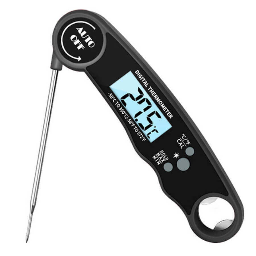 Waterproof Digital Meat Thermometer with Folding Probe and Bottle Opener by  Flaming Coals