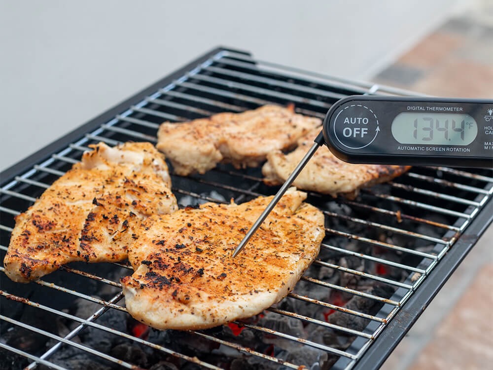 This image shows the Instant Read Thermometer and Chicken Gyros.