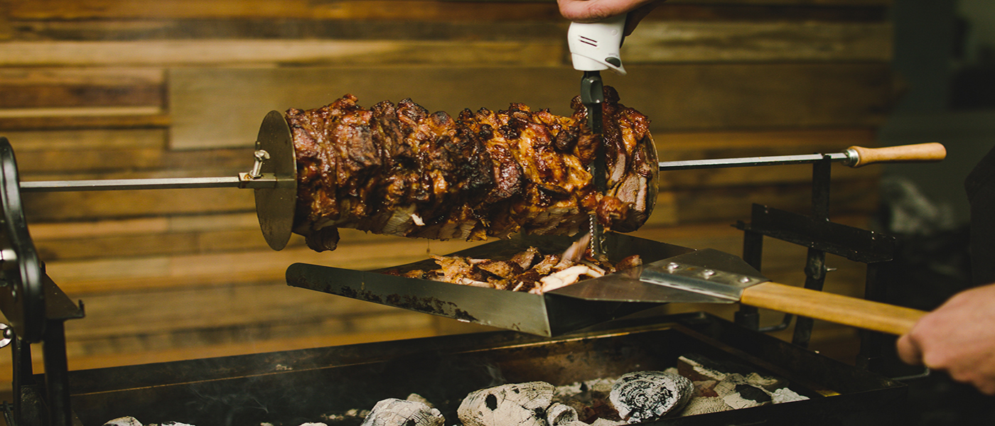 Carving Shovel being used in carved gyros