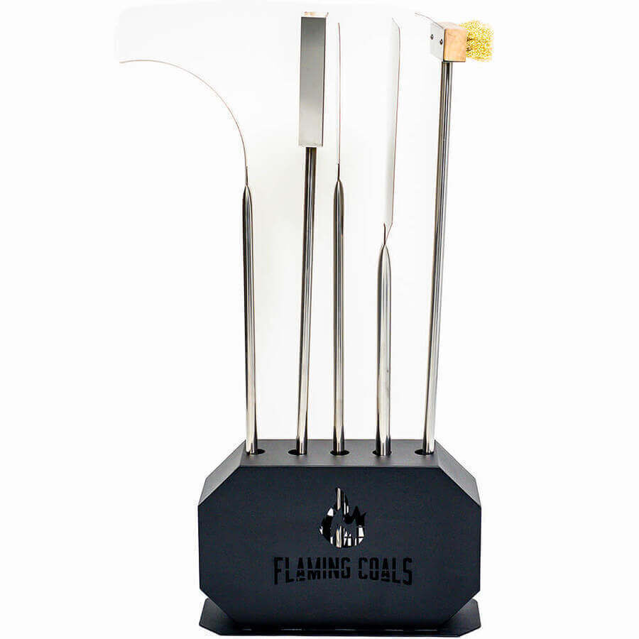  Flaming Coals Pizza Oven Tool Set with Stand.