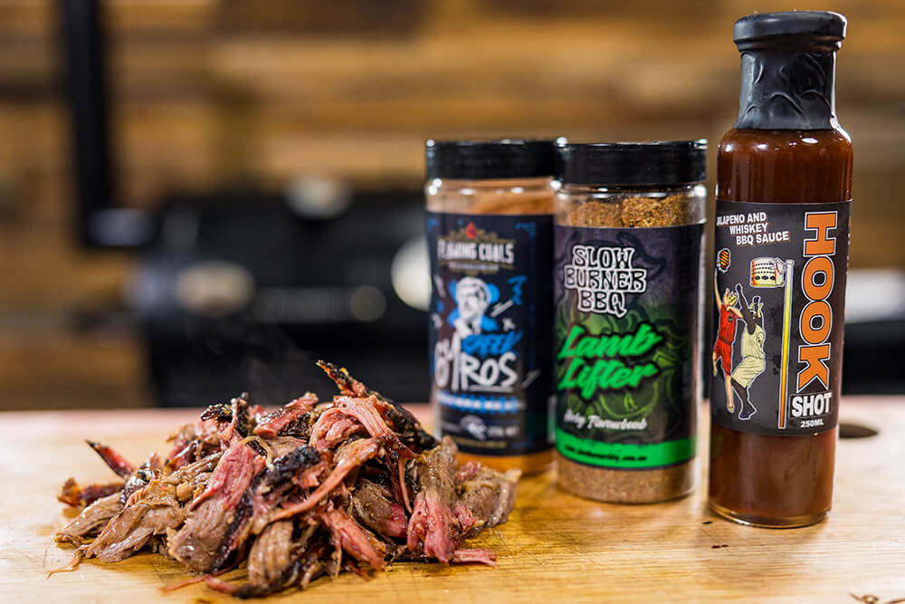 This image shows a pulled lamb shoulder.