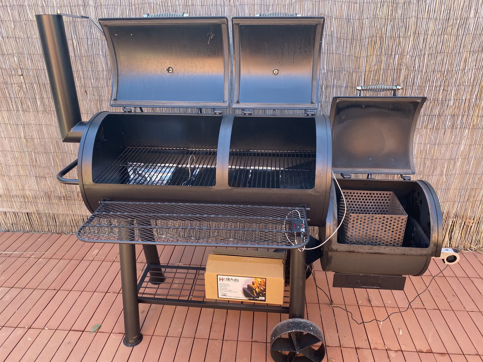This image shows the Flaming Coals Offset Smoker.