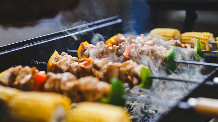 This image shows the Cyprus spit cooking kebabs. This image shows the Cyprus spit cooking kebabs.