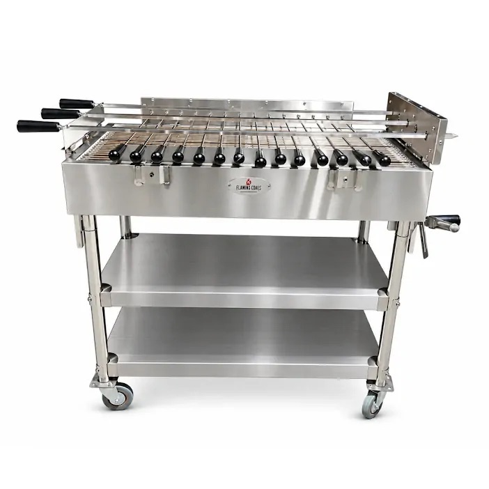 This image shows the Cyprus Spit Roaster – 3 Skewer Stainless Steel