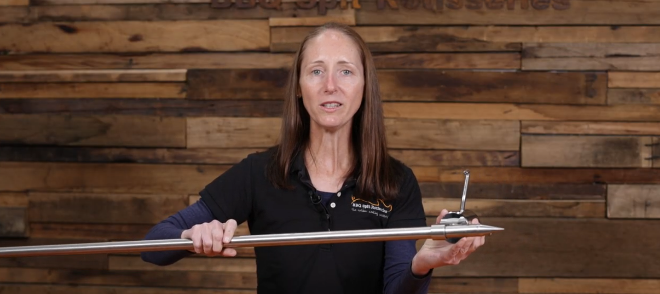 Attach the counter balance weight to the end of your spit rod where it balances the load.