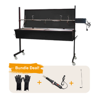Flaming Coals Warrior Pig Spit Roaster Black Lid - 60kg Capacity Bundle