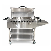 Hooded Cyprus Spit Roaster – 3 Skewer Stainless Steel with Firebricks