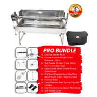 Flaming Coals 1500 Stainless Steel Spartan Spit Roaster  Pro Bundle