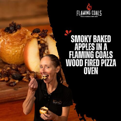 Smoky Baked Apples in a Flaming Coals Wood Fired Pizza Oven image