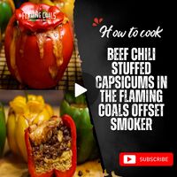 How to cook Beef Chili Stuffed Capsicums in the Flaming Coals Offset Smoker image