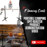 Flaming Coals Portable Camping Spit Roaster Product Demonstration Video image
