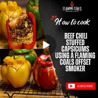 How to cook Beef chili stuffed capsicums using a Flaming Coals Offset Smoker image
